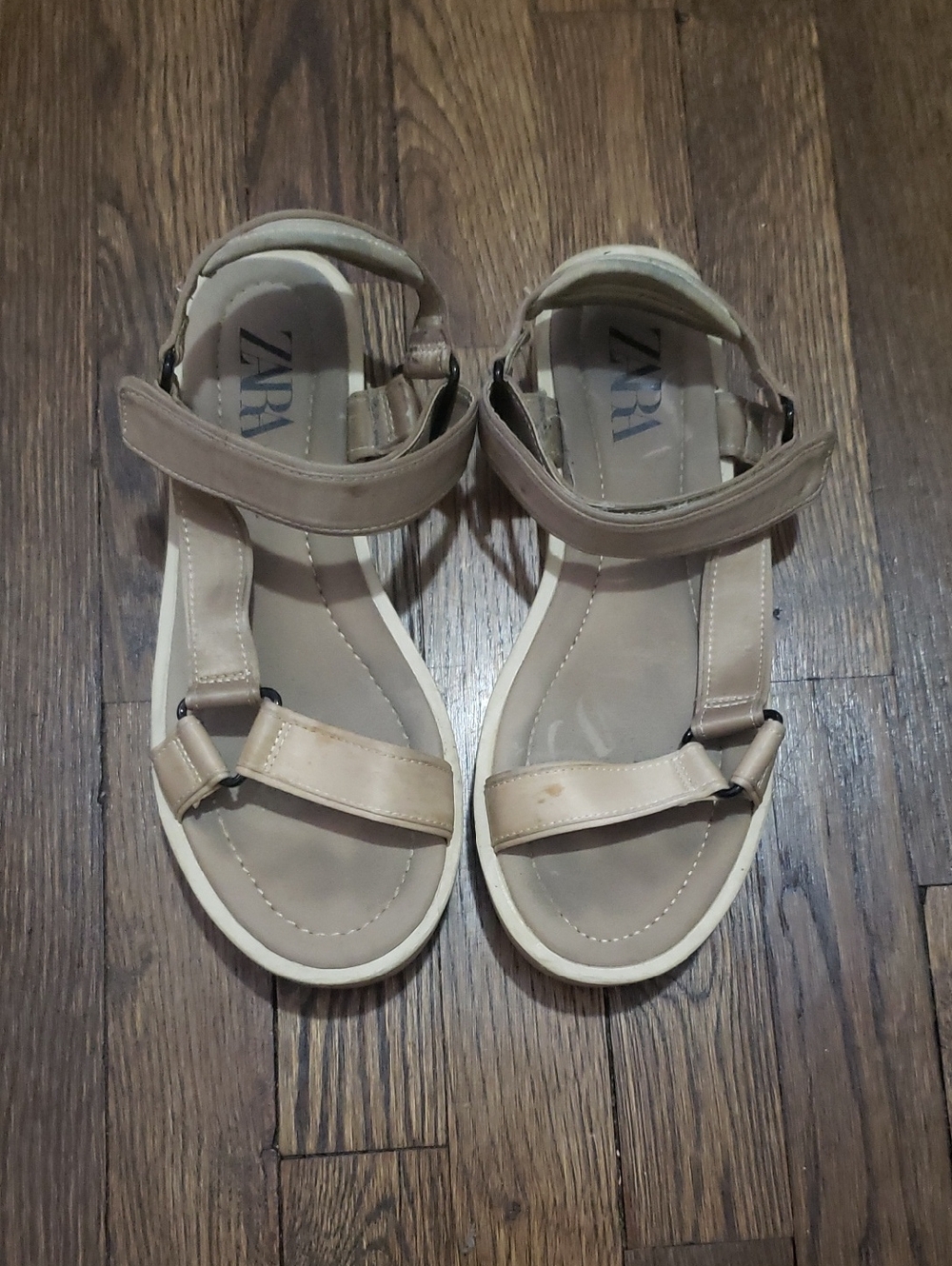 ZARA Neutral Beige Strappy Sandals